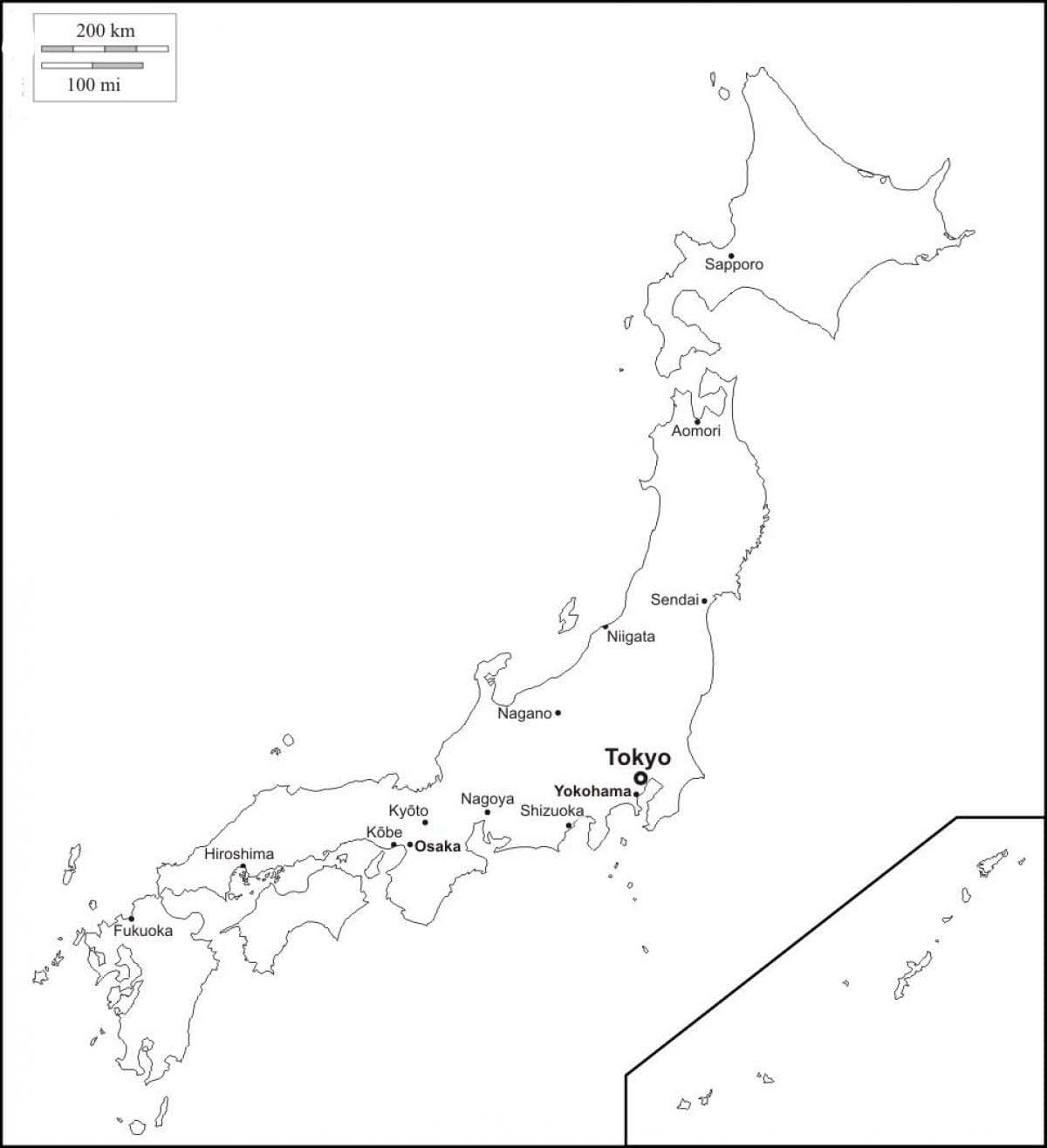 白紙の日本地図のぬりえ 印刷可能ぬりえ無料ダウンロード