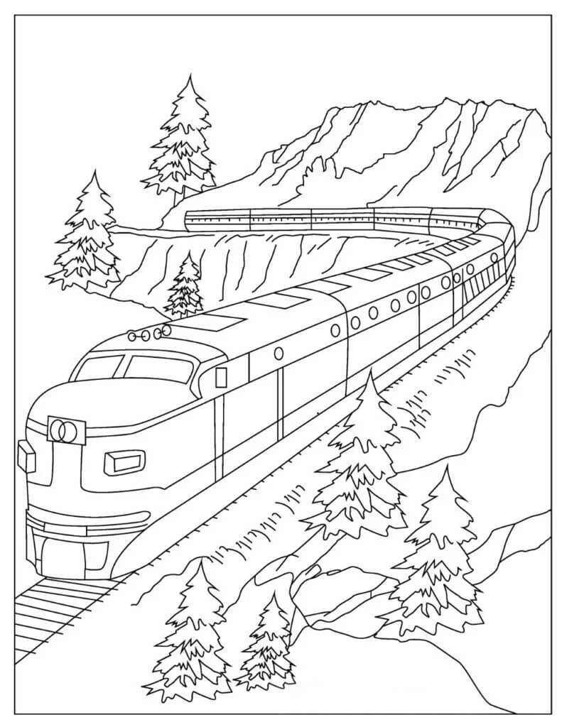 山で電車 印刷可能ぬりえ無料ダウンロード